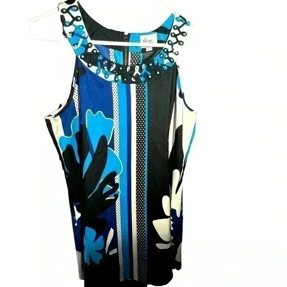 Beige by eci Swing. A- Line Sleeveless Womens Sz L Blouse - Picture 1 of 4